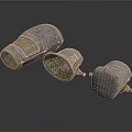 Industrial Metal Cylindrical Equipment With Three Different Sizes And Worn Surfaces
