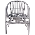 Modern Beige Rattan Dining Chair With Curved Armrests Woven Backrest And Seat Design