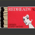 Redheads Safety Matchbox With Pink Design And Woman's Portrait And Black Matches