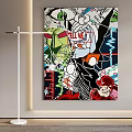 Modern Abstract Painting Featuring Bold Colors Dynamic Lines And Geometric Shapes 3d model