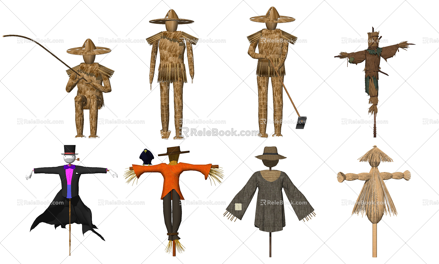 Modern Scarecrow Rural Field Scarecrow Combination 3d model