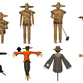 Modern Scarecrow Rural Field Scarecrow Combination 3d model