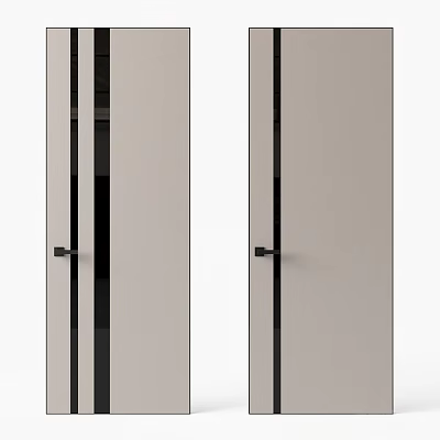 Modern Minimalist Sliding Doors With Light Colored Sleek Panels And Black Frames 3d model