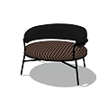 Modern Leisure Chair with Black Metal Frame Brown Striped Seat Cushion and Contemporary Design