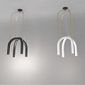 Two Unique Shaped Pendant Lights In Black And White With Metal Frames And Modern Design