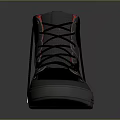 Stylish Black High Top Shoes with Red Lining Gray Sole and Lace Up Design