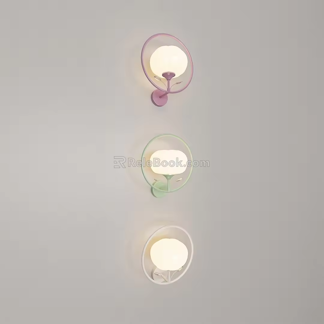 Simple cream wind wall lamp 3d model