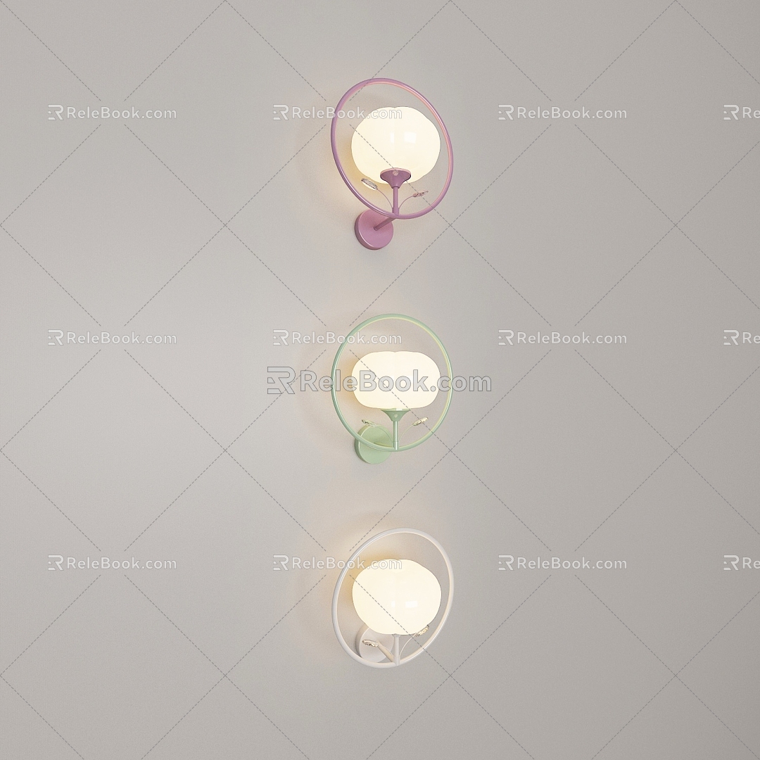 Simple cream wind wall lamp 3d model