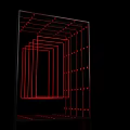 Red Line 3D Frame Structure With Nested Rectangles On Black Background 3d model