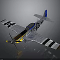 3D Aerospace Airplane Model Featuring US Flag Blue White Wing Stripes and Propeller
