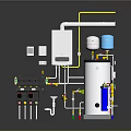 Industrial Equipment System With Large White Tank Blue Small Tank And Control Panel