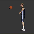 Basketball Player In Navy Blue Jersey With Memphis Number 77 Holding Basketball And Arms Outstretched