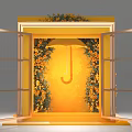 Instagrammable Photo Spot With Yellow Open Frame Orange Flowers And Hanging Yellow Umbrella