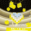 Bright Yellow Interactive Zone With Cartoon Emoticons And Fun Interactive Installations 3d model