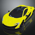 Yellow Supercar Sleek Aerodynamic Design With Black Roof And Black Wheels