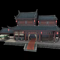 Traditional Chinese Ancient Architecture With Curved Tile Roofs And Wooden Courtyard Structures