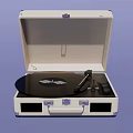 White Suitcase Style Portable Turntable With Vinyl Record And Audio Player