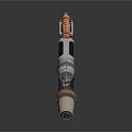Futuristic Weapon with Metallic Body Copper Accents Green Tip and Modern Sleek Design
