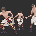 Game Movie Character Shirtless Male With White Red Outfit Holding Weapon Multiple Angles