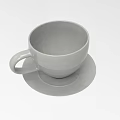 Minimalist White Ceramic Cup With Saucer Placed on Gray Background 3d model