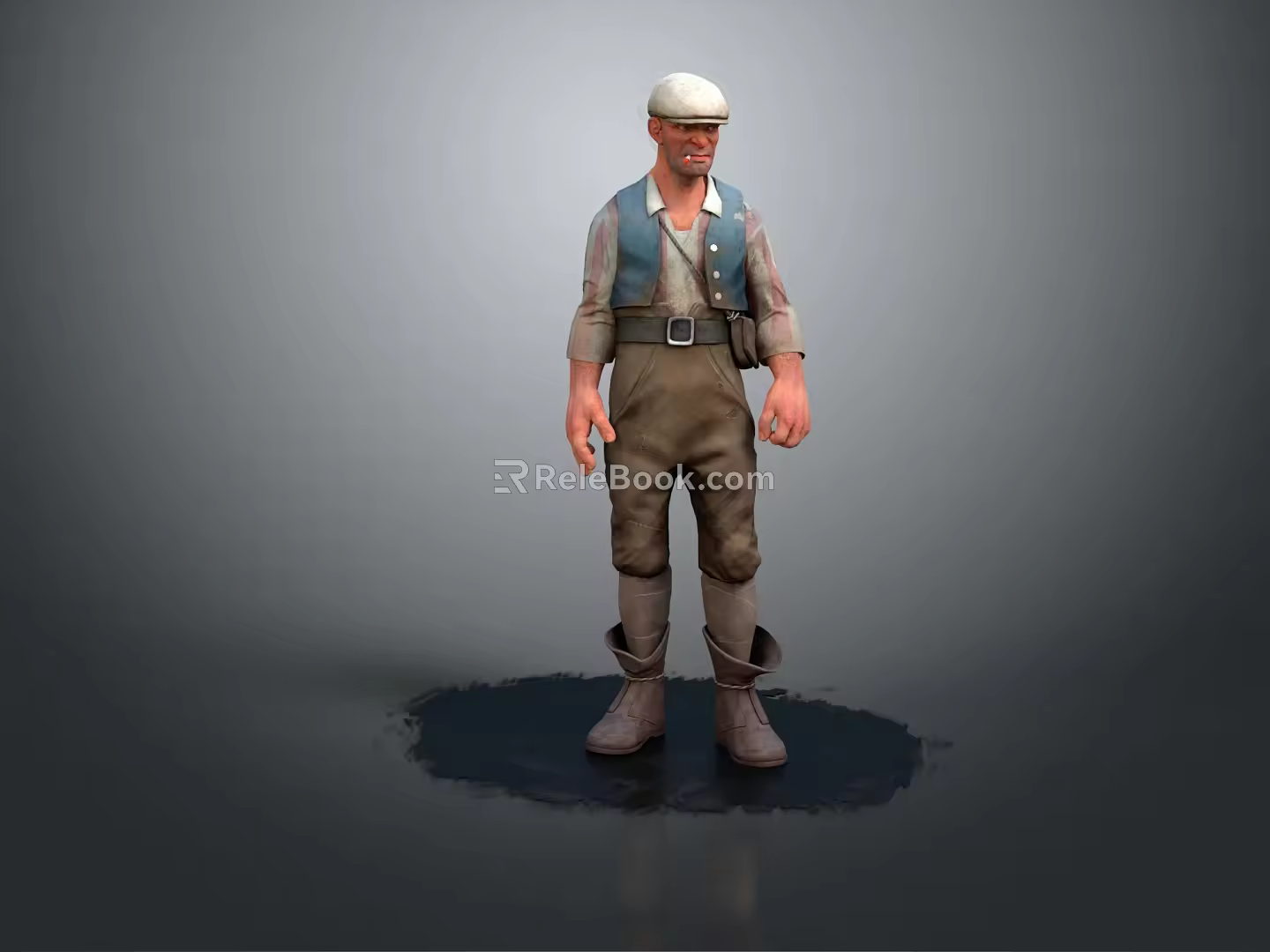 Modern game character worker European worker mechanic builder 3d model