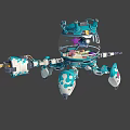 Blue And White Sci Fi Mechanical Character With Transparent Cockpit Small Creature And Mechanical Arms