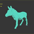 3D Model Gray Donkey Foal Standing On Dark Background With Shiny Coat