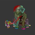 Adult Elephant And Baby Elephant Standing Together On Dark Background
