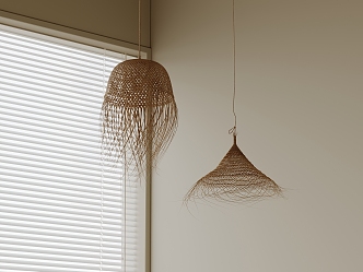 Quiet Wind Rattan Small Chandelier for Homestay 3d model