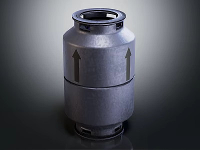 Industrial Metal Cylindrical Device With Two Upward Arrows on Surface 3d model