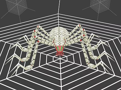 3D Model Reptile On Spider Web With Geometric Pattern Red Spots And White Lines 3d model