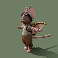 Cartoon Mouse Anthropomorphic Mouse Steampunk Style Flying Mouse Cartoon Animal Anime Mouse Anthropomorphic Animal Cartoon Bat 3d model