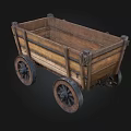 Vintage Wooden Cart With Four Wheels And Rustic Wooden Structure