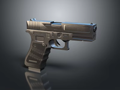 Modern Tactical Pistol with Sleek Metal Finish Ergonomic Grip Texture and Detailed Design 3d model