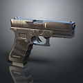 Modern Tactical Pistol with Sleek Metal Finish Ergonomic Grip Texture and Detailed Design