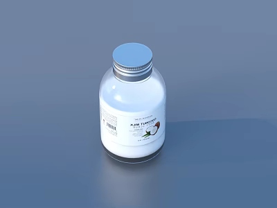Raw Honey Drink In Transparent Glass Bottle With Silver Cap And Flower Label 3d model