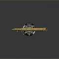 Vintage Golden Telescope with Black Metal Stand on Gray Background