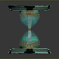 Turquoise Hourglass With Golden Accents Carved Details Ornate Structure And Decorative Base