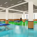 Spacious Indoor Sports Fitness Area With Table Tennis Tables Green Blue Flooring And Wooden Accents