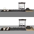 New Chinese Style Tea Set Stationery Combination Brush Price-comparing Coriander 3d model