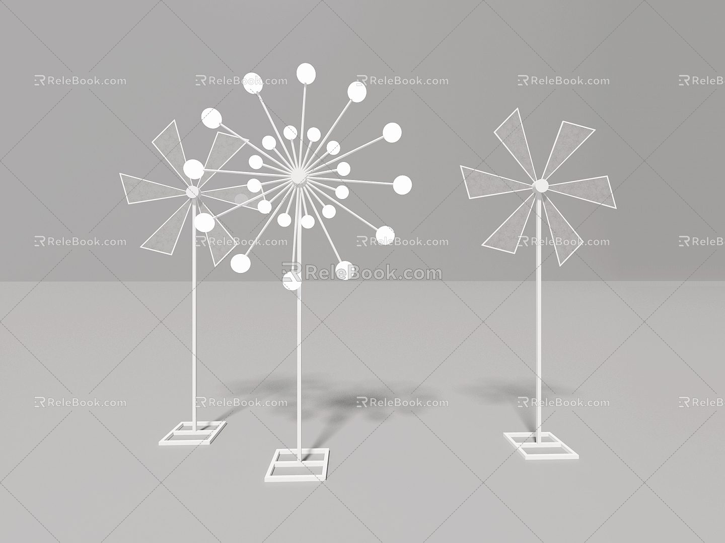 Windmill Wedding Iron Windmill Rotating Ferris Wheel 3d model