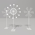 Windmill Wedding Iron Windmill Rotating Ferris Wheel 3d model