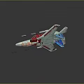 Colorful Geometric Fighter Jet Model With Lines And Reflection On Gray Background