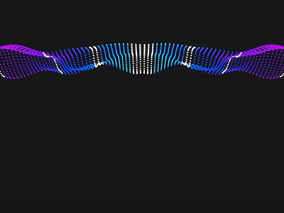 Abstract Wavy Digital Pattern With Purple Blue White Dotted Lines On Black Background 3d model