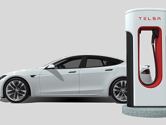 Car Tesla Car Tesla Charging Pile New Energy Charging Equipment 3d model