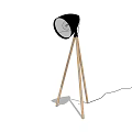 Modern Floor Lamp With Black Lampshade And Wooden Tripod Base