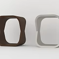 Modern Geometric Side Tables With Dark Brown and Light Gray Hollow Design