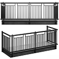 Black Metal Balustrade Components With Vertical Bars And Sturdy Frame Design 3d model