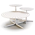 Modern Round Dining Table Collection With Marble And Natural Wood Tabletop And Sturdy Metal Base