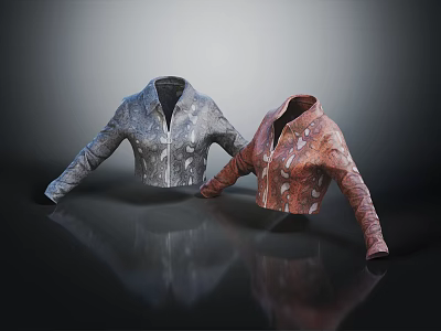 Stylish Gray And Brown Jackets With White Patterns Casual Outerwear Design 3d model